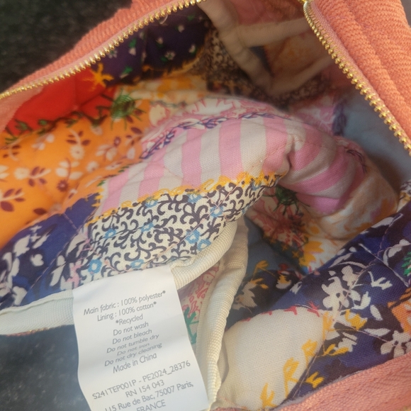 Sezane France Quilted Rust Orange Cosmetic Case Bag Lifestyle Sustainable Paris - Picture 7 of 11